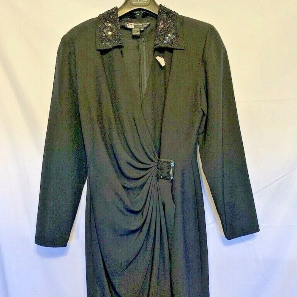 BEAUTIFUL! MORGAN TAYLOR EVENING BLACK BEADED DRESS Size: 10